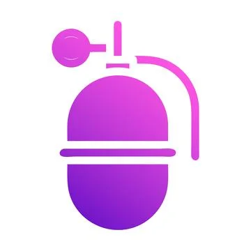 Grenade icon solid style gradient purple pink colour military illustration .. Stock Illustration