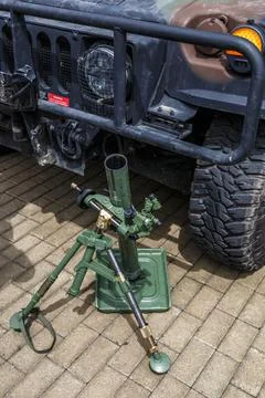 Grenade infantry.automatic grenade launcher on fighting position.Put on the g Foto stock