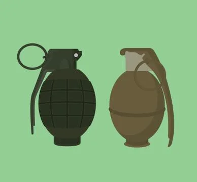 Grenade isolated illustration vector with green background Stock Illustration