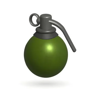 Grenade isolated vector 3d icon. hand grenade 3d illustration. Stock Illustration
