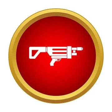 Grenade launcher weapon icon on red button Stock Illustration