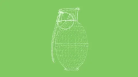 Grenade line abstract view on chromakey background rotation 4K Stock Footage 221605046