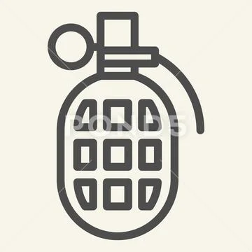 Grenade line icon. Fragmentation grenade vector illustration isolated on white Stock Illustration