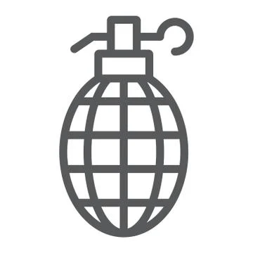 Grenade line icon, weapon and army, bomb sign, vector graphics, a linear pattern Stock Illustration