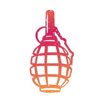 Grenade outline on white Stock Illustration
