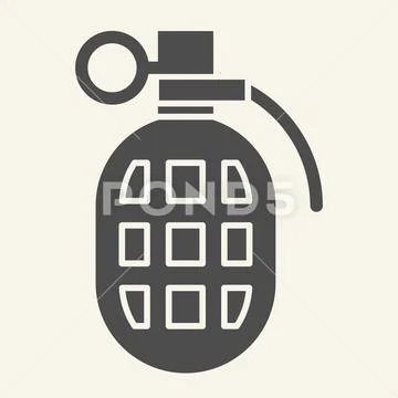 Grenade solid icon. Fragmentation grenade vector illustration isolated on white Stock Illustration