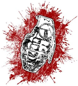 Grenade with splattered blood Stock Illustration
