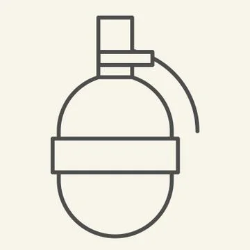 Grenade thin line icon. Explode vector illustration isolated on white. Bomb Stock Illustration