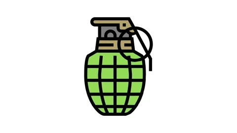 Grenade war weapon color icon animation Stock Footage 165345107
