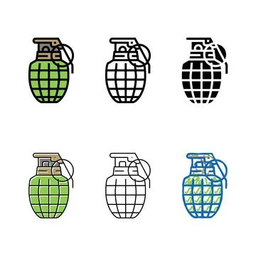 Grenade war weapon color icon stylized vector Stock Illustration