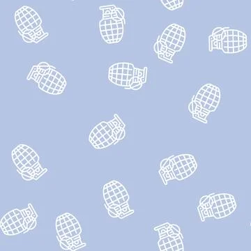 Grenade war weapon line seamless pattern Stock Illustration