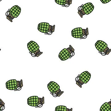 Grenade war weapon vector seamless pattern Stock Illustration
