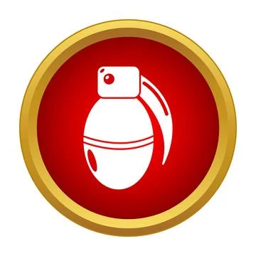 Grenade weapon icon red circle gold border Stock Illustration