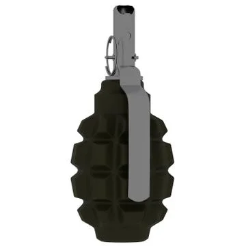 Grenade on a white background. Isolate. 3D rendering of excellent quality in  Stock Illustration