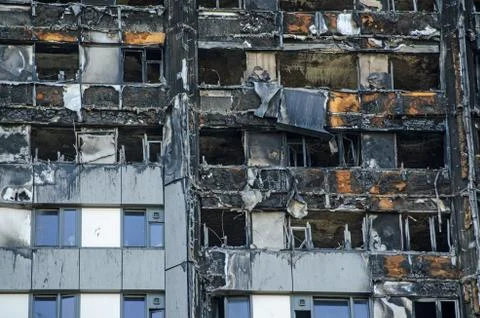 Grenfell Tower close up Stock Photos