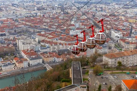 Grenoble. Cable car. Stock Photos