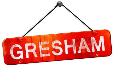 Gresham, 3D rendering, a red hanging sign Stock-Illustration