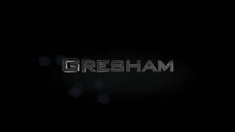 Gresham 3D title word made with metal animation text on transparent black Stock Footage 255627184