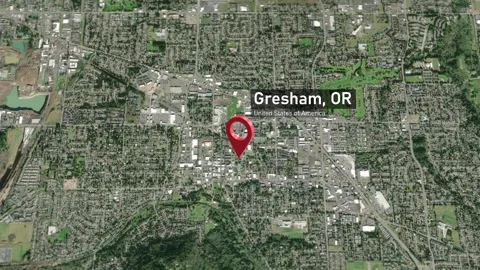 Gresham City Map Zoom (OR, USA) from Space to Earth Video stock 295799096