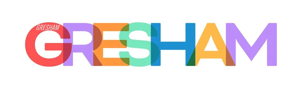 GRESHAM. The name of the city on a white background. Vector design template f Illustrazione stock