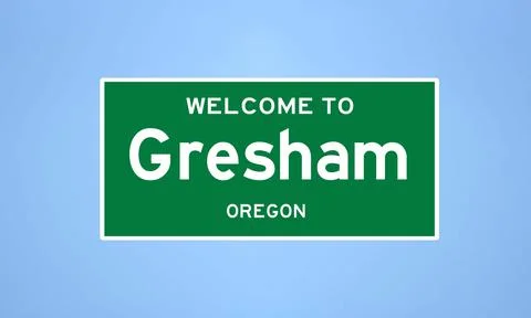 Gresham, Oregon city limit sign. Town sign from the USA. Stock-Illustration