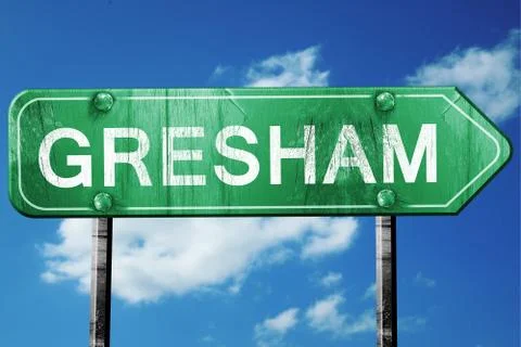 Gresham road sign , worn and damaged look Stock-Illustration
