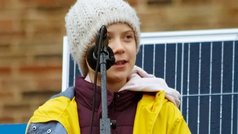 Greta Thunberg says This is an Emergency! Stock Footage