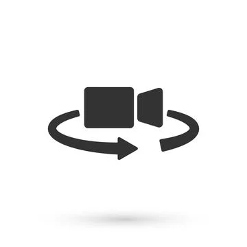 Grey 360 degree view icon isolated on white background. Virtual reality. Angle Stock Illustration