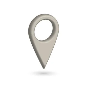 Grey 3D map pointer with dropped shadow on white background. EPS10 vector Stock Illustration