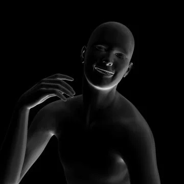 Grey 3d model in the dark Ilustración de archivo