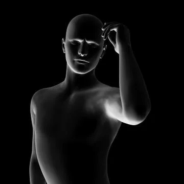 Grey 3d model in the dark Stock Illustration