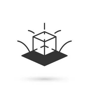 Grey 3d modeling icon isolated on white background. Augmented reality or virtual Stock Illustration