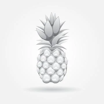 Grey 3d pineapple fruit contour abstract seamless pattern on grey background Stock Illustration