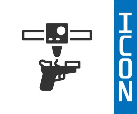 Grey 3D printer gun icon isolated on white background. 3d printing. Vector Illustrazione stock