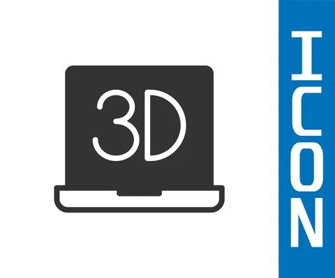 Grey 3D printer icon isolated on white background. 3d printing. Vector 스톡 일러스트
