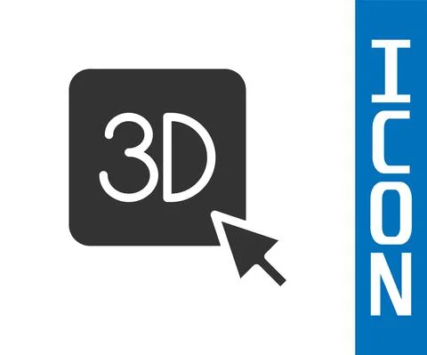 Grey 3D printer icon isolated on white background. 3d printing. Vector Stock Illustration