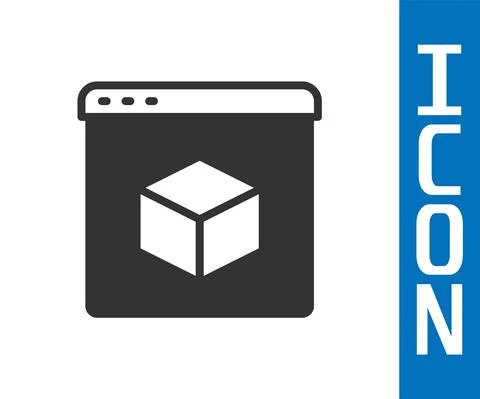 Grey 3D printer icon isolated on white background. 3d printing. Vector イラスト素材
