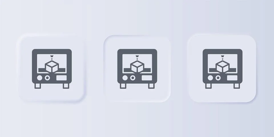 Grey 3D printer icon isolated on grey background. 3d printing. Set icons in.. Illustrazione stock