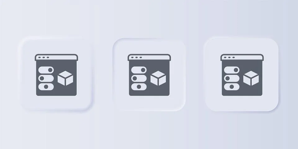 Grey 3D printer icon isolated on grey background. 3d printing. Set icons in.. Stock Illustration
