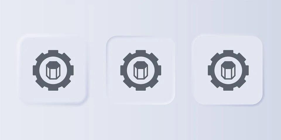 Grey 3D printer setting icon isolated on grey background. 3d printing. Set .. Stock Illustration