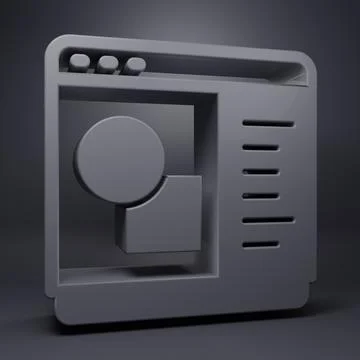 Grey 3D printer software icon isolated on grey background. 3d printing. Min.. Ilustração Stock