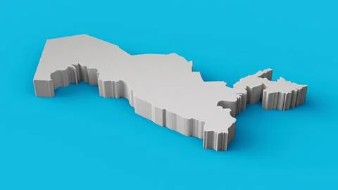 Grey 3d rendering of Uzbekistan's map isolated on blue background Stock Illustration