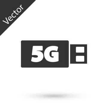 Grey 5G modem for fast mobile Internet icon isolated on white background. Global Illustrazione stock