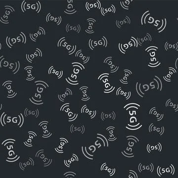 Grey 5G new wireless internet wifi connection icon isolated seamless pattern on Stock Illustration