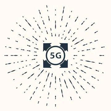 Grey 5G new wireless internet wifi connection icon isolated on beige background Stock Illustration