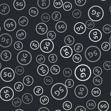 Grey 5G new wireless internet wifi connection icon isolated seamless pattern on イラスト素材