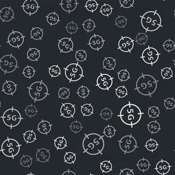 Grey 5G new wireless internet wifi connection icon isolated seamless pattern on Illustrazione stock