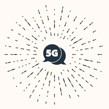 Grey 5G new wireless internet wifi connection icon isolated on beige background イラスト素材