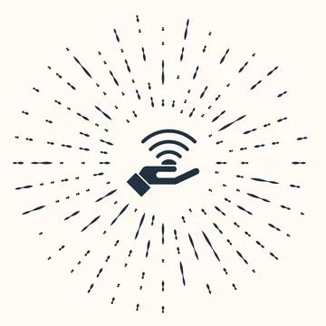Grey 5G new wireless internet wifi connection icon isolated on beige backgrou Illustrazione stock