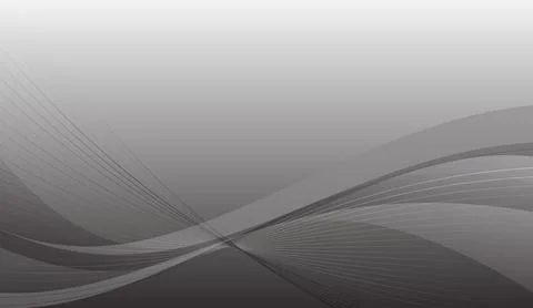 Grey abstract background with flowing curved lines and smooth gradient vector Stock Illustration